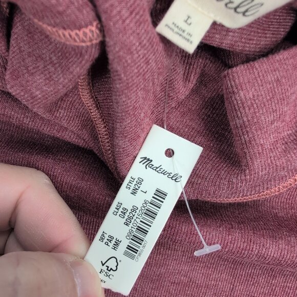 Madewell Mock Neck Long Sleeve Top Heather Plum L - Picture 7 of 9